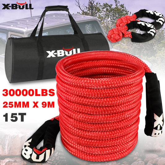 X-BULL Kinetic Recovery Rope 25mm x9mm Snatch Snap Recovery Kit Dneema Tow Winch
