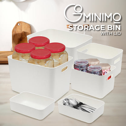 GOMINIMO 6 Pieces Plastic Storage Bins with 4 Lids